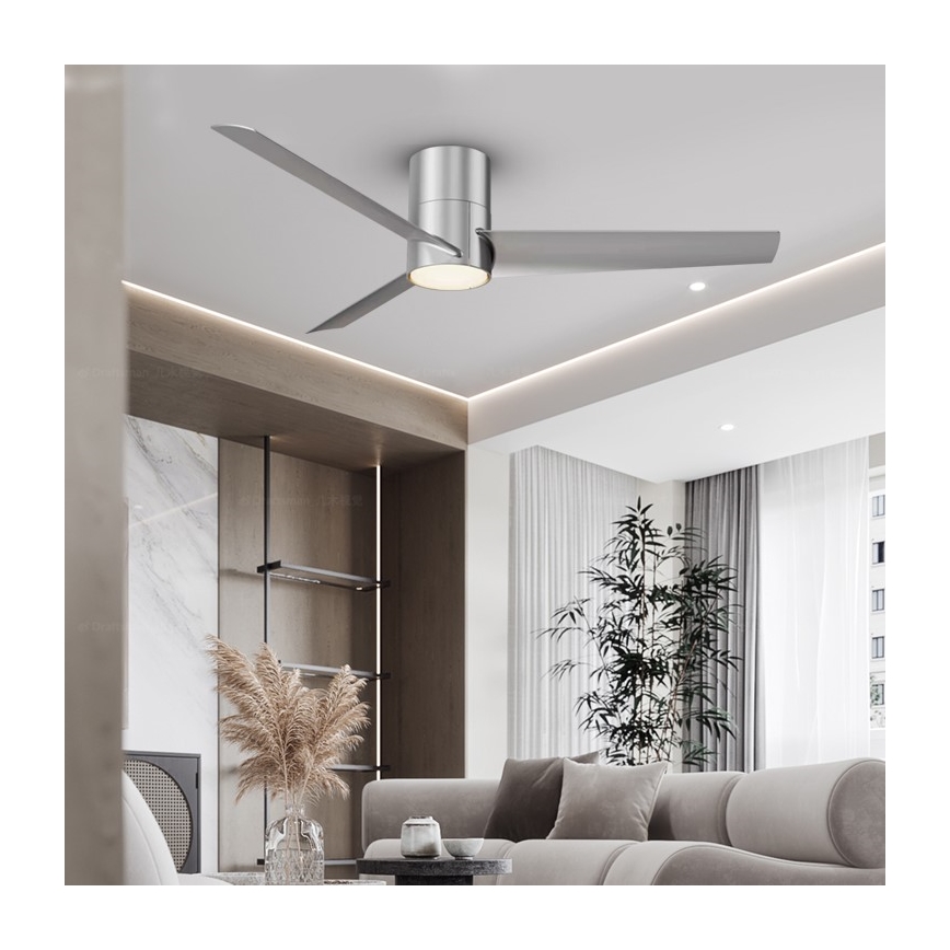 ZEVENTI - Ventilateur de plafond BARROSA LED/18W/230V 3000/4000/6000K Wi-Fi Tuya chrome mat + Télécommande