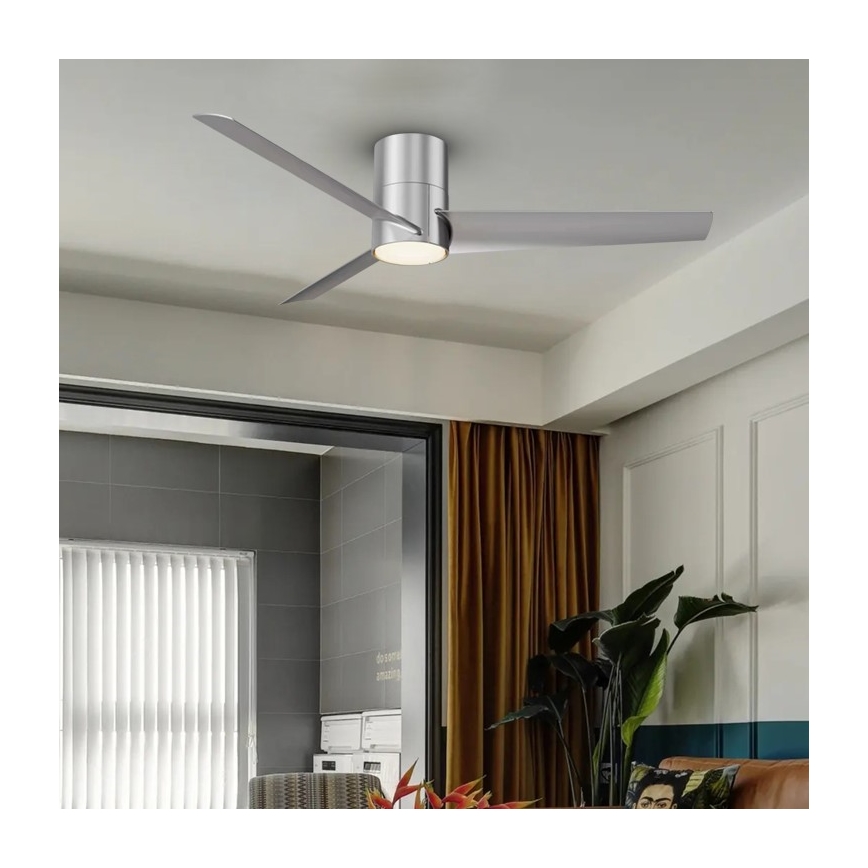 ZEVENTI - Ventilateur de plafond BARROSA LED/18W/230V 3000/4000/6000K Wi-Fi Tuya chrome mat + Télécommande