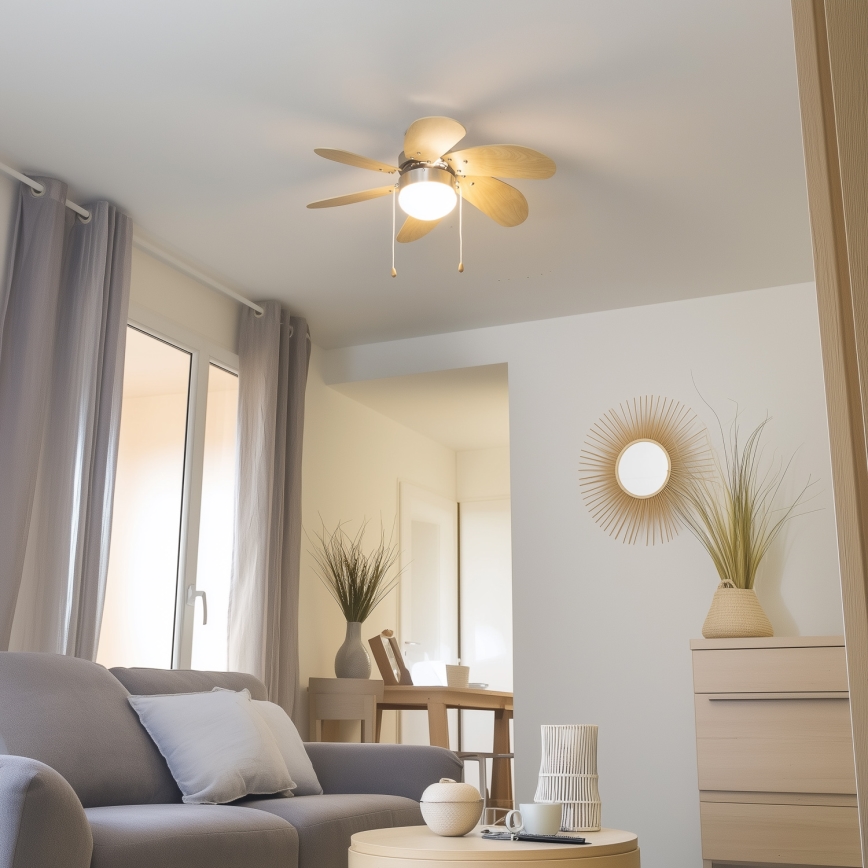 ZEVENTI - Ventilateur de plafond FAMARA 1xE14/60W/230V beige