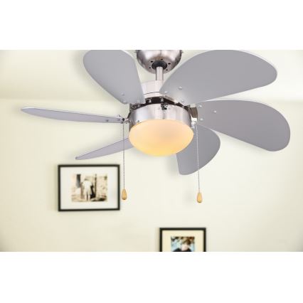 ZEVENTI - Ventilateur de plafond FAMARA 1xE14/60W/230V gris