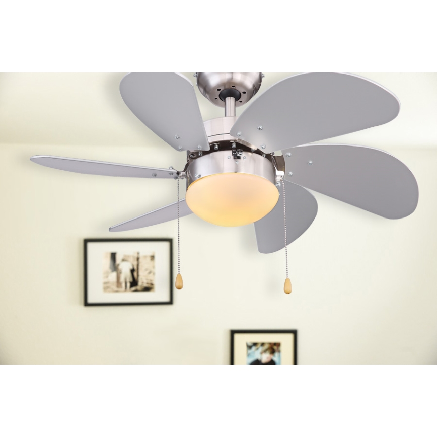 ZEVENTI - Ventilateur de plafond FAMARA 1xE14/60W/230V gris