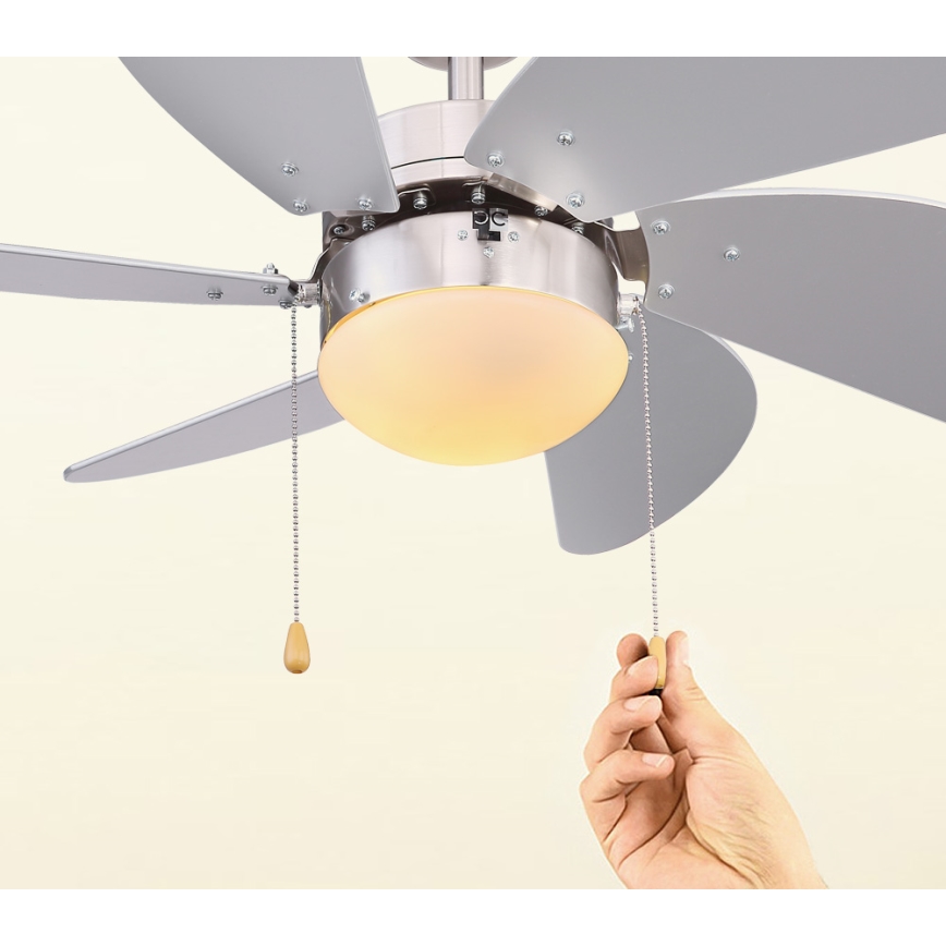 ZEVENTI - Ventilateur de plafond FAMARA 1xE14/60W/230V gris