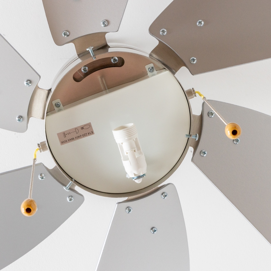 ZEVENTI - Ventilateur de plafond FAMARA 1xE14/60W/230V gris