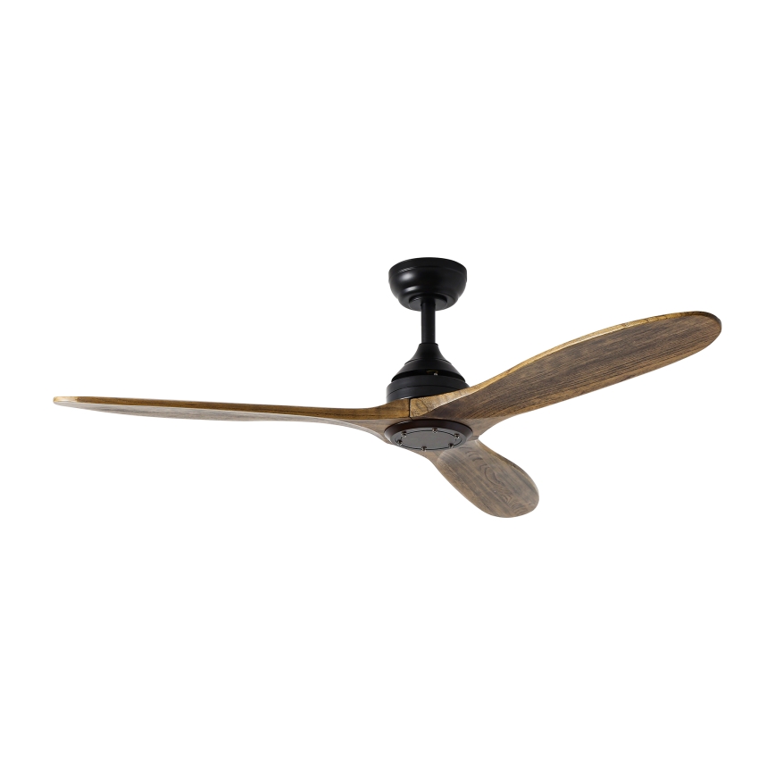 ZEVENTI - Ventilateur de plafond LAURIA Wi-Fi Tuya noir/chêne + Télécommande