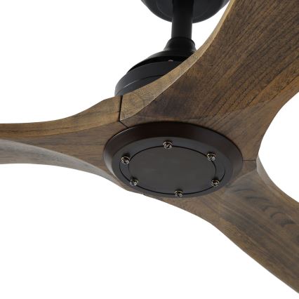 ZEVENTI - Ventilateur de plafond LAURIA Wi-Fi Tuya noir/chêne + Télécommande