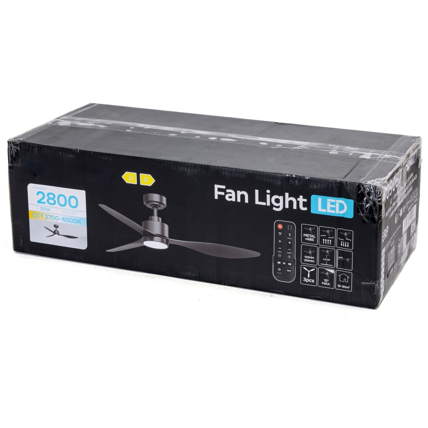 ZEVENTI - Ventilateur de plafond dimmable à LED ULUWATU LED/20W/230V 2700-6500K 132 cm noir + télécommande