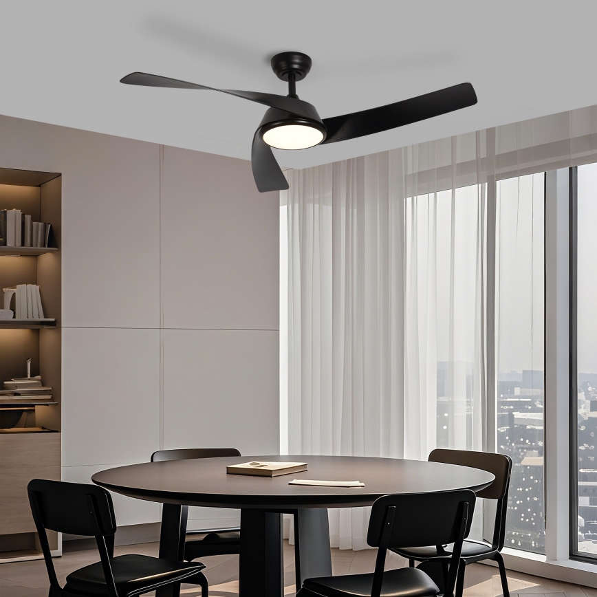 ZEVENTI - ventilateur de plafond LED dimmable AERYS LED/24W/230V 3000/4000/6000K Wi-Fi Tuya noir + télécommande