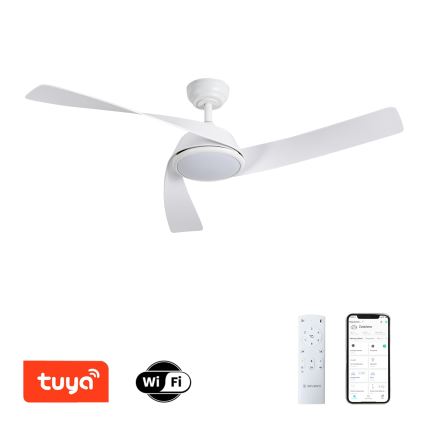 ZEVENTI - Ventilateur de plafond LED dimmable AERYS LED/24W/230V 3000/4000/6000K Wi-Fi Tuya blanc + télécommande