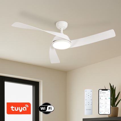 ZEVENTI - Ventilateur de plafond LED dimmable AERYS LED/24W/230V 3000/4000/6000K Wi-Fi Tuya blanc + télécommande