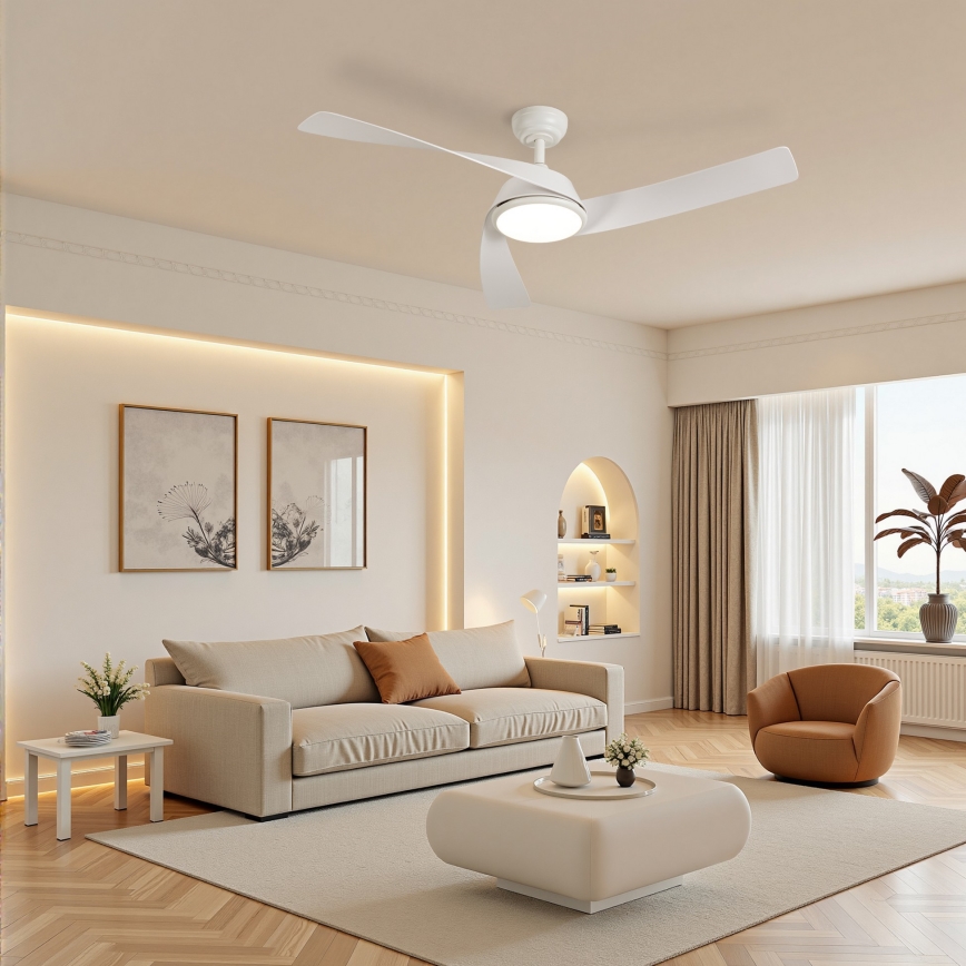 ZEVENTI - Ventilateur de plafond LED dimmable AERYS LED/24W/230V 3000/4000/6000K Wi-Fi Tuya blanc + télécommande