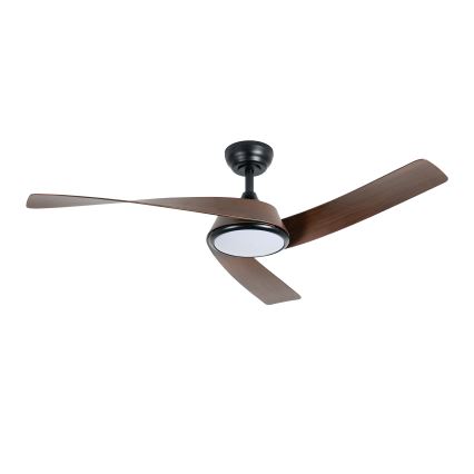 ZEVENTI - Ventilateur de plafond LED dimmable AERYS LED/24W/230V 3000/4000/6000K Wi-Fi Tuya noir/noyer + télécommande