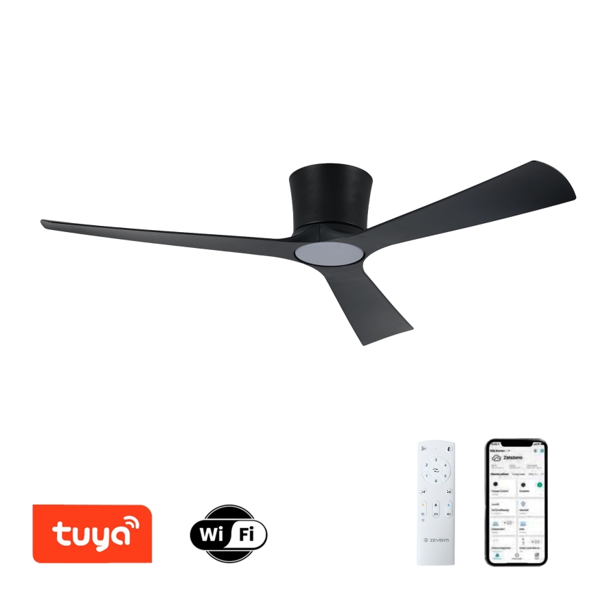 ZEVENTI - Ventilateur de plafond LED dimmable AUREX LED/24W/230V 3000/4000/6000K Wi‑Fi Tuya noir + télécommande