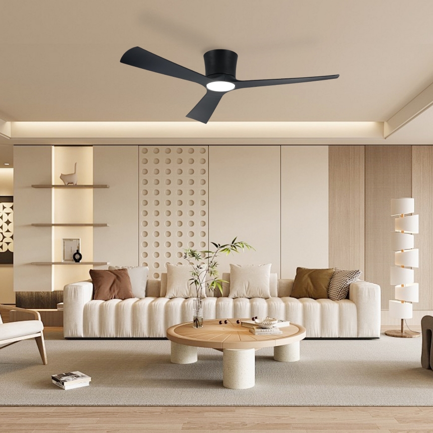 ZEVENTI - Ventilateur de plafond LED dimmable AUREX LED/24W/230V 3000/4000/6000K Wi‑Fi Tuya noir + télécommande