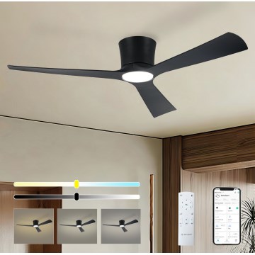 ZEVENTI - Ventilateur de plafond LED dimmable AUREX LED/24W/230V 3000/4000/6000K Wi‑Fi Tuya noir + télécommande