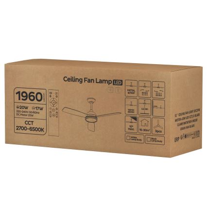 ZEVENTI - Ventilateur de plafond LED dimmable ULUWATU LED/20W/230V 2700-6500K 132 cm marron + télécommande