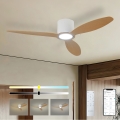 ZEVENTI - Ventilateur de plafond LED dimmable VENTORA LED/24W/230V 3000/4000/6000K Wi-Fi Tuya blanc/chêne + télécommande