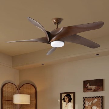 ZEVENTI - Ventilateur de plafond LED LUCCA LED/18W/230V 3000/4000/6000K Wi-Fi (Tuya) marron + télécommande