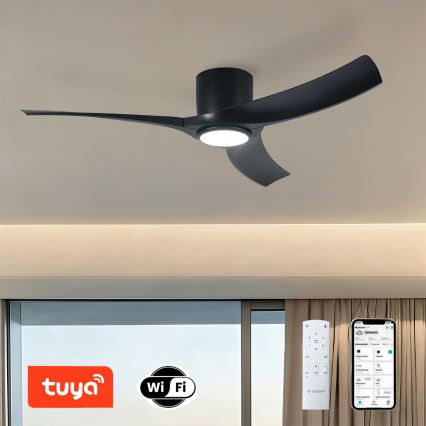 ZEVENTI - Ventilateur de plafond LED dimmable ORBITO LED/24W/230V 3000/4000/6000K Wi-Fi Tuya noir + télécommande