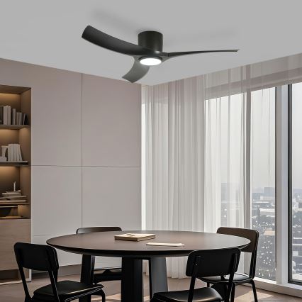 ZEVENTI - Ventilateur de plafond LED dimmable ORBITO LED/24W/230V 3000/4000/6000K Wi-Fi Tuya noir + télécommande