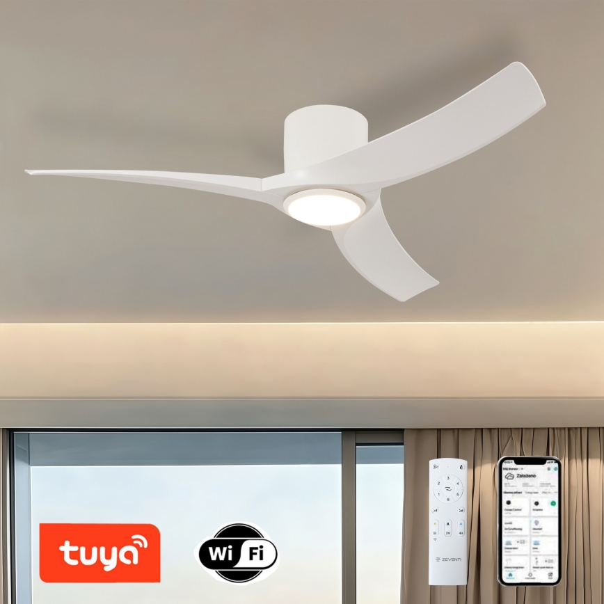 ZEVENTI - Ventilateur de plafond LED dimmable ORBITO LED/24W/230V 3000/4000/6000K Wi-Fi Tuya blanc + télécommande