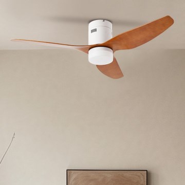 ZEVENTI - Ventilateur de plafond LED PADUA LED/18W/230V 3000/4000/6000K Wi-Fi Tuya blanc/marron + télécommande