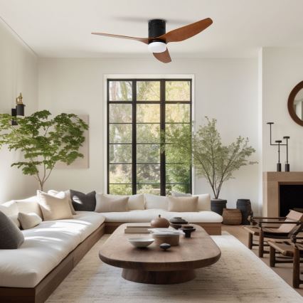 ZEVENTI - ventilateur de plafond LED PADUA LED/18W/230V 3000/4000/6000K Wi-Fi Tuya noir/marron + télécommande