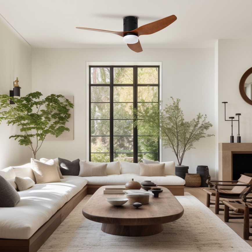 ZEVENTI - ventilateur de plafond LED PADUA LED/18W/230V 3000/4000/6000K Wi-Fi Tuya noir/marron + télécommande