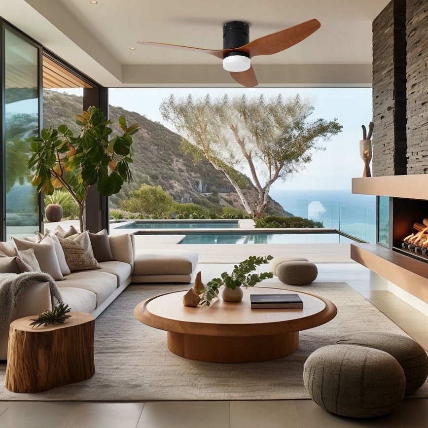 ZEVENTI - ventilateur de plafond LED PADUA LED/18W/230V 3000/4000/6000K Wi-Fi Tuya noir/marron + télécommande