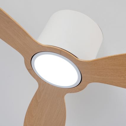 ZEVENTI - ventilateur de plafond LED dimmable VENTORA LED/24W/230V 3000/4000/6000K Wi-Fi Tuya blanc/chêne + télécommande