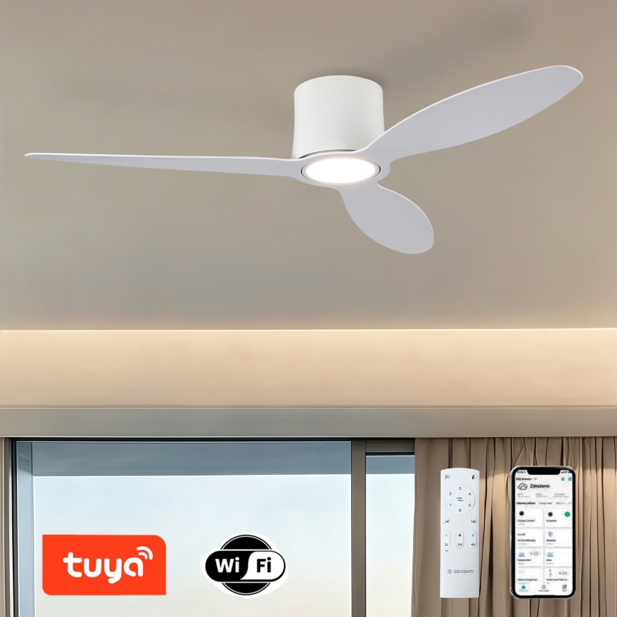 ZEVENTI - Ventilateur de plafond LED dimmable VENTORA LED/24W/230V 3000/4000/6000K Wi-Fi Tuya blanc + télécommande
