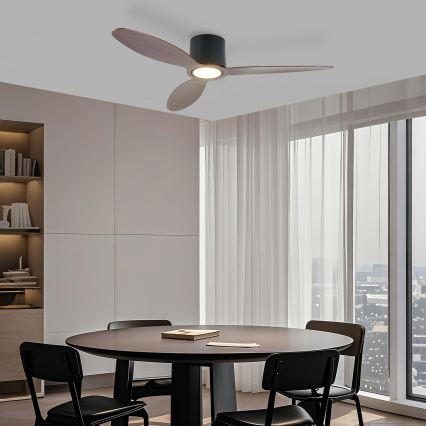 ZEVENTI - Ventilateur de plafond LED dimmable VENTORA LED/24W/230V 3000/4000/6000K Wi-Fi Tuya noir/noyer + télécommande