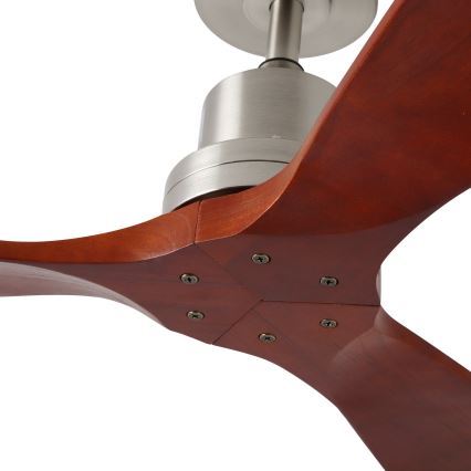 ZEVENTI - Ventilateur de plafond LIONI Wi-Fi Tuya chrome mat/chêne + Télécommande