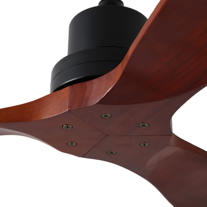 ZEVENTI - Ventilateur de plafond LIONI Wi-Fi Tuya noir/chêne + télécommande