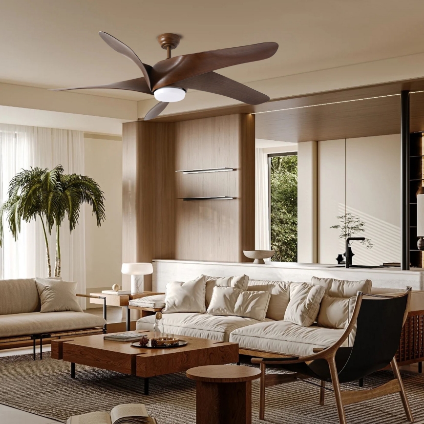 ZEVENTI - Ventilateur de plafond à intensité variable LUCCA LED/18W/230V 3000-6000K Wi-Fi Tuya marron + Télécommande