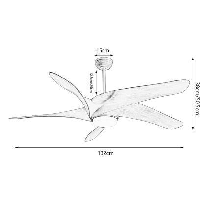 ZEVENTI - Ventilateur de plafond à intensité variable LUCCA LED/18W/230V 3000-6000K Wi-Fi Tuya marron + Télécommande