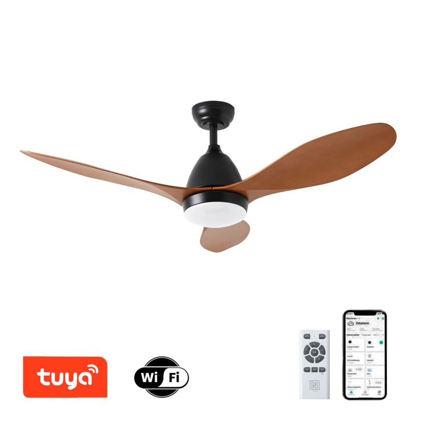 ZEVENTI - Ventilateur de plafond à intensité variable MURO LED/18W/230V 3000-6000K Wi-Fi Tuya noir + Télécommande