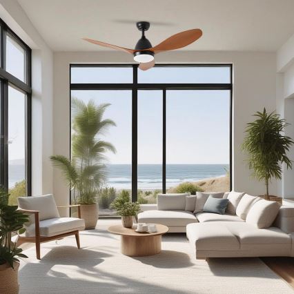 ZEVENTI - Ventilateur de plafond à intensité variable MURO LED/18W/230V 3000-6000K Wi-Fi Tuya noir + Télécommande