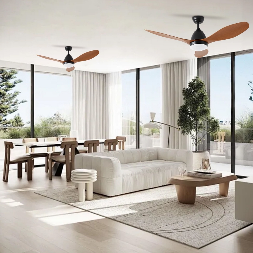 ZEVENTI - Ventilateur de plafond à intensité variable MURO LED/18W/230V 3000-6000K Wi-Fi Tuya noir + Télécommande