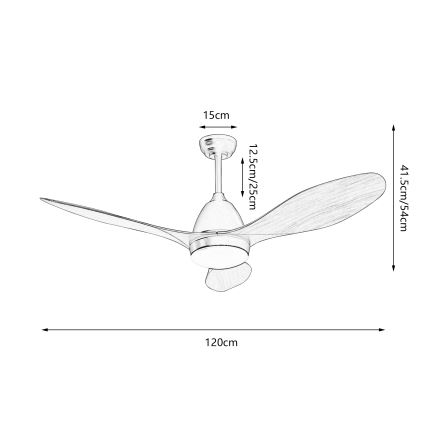 ZEVENTI - Ventilateur de plafond à intensité variable MURO LED/18W/230V 3000-6000K Wi-Fi Tuya noir + Télécommande