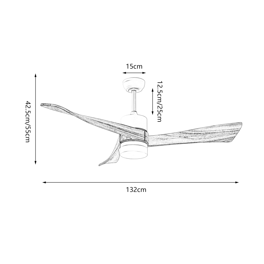 ZEVENTI - Ventilateur de plafond à intensité variable NATURITO LED/18W/230V 3000-6000K Wi-Fi Tuya blanc/chêne + Télécommande