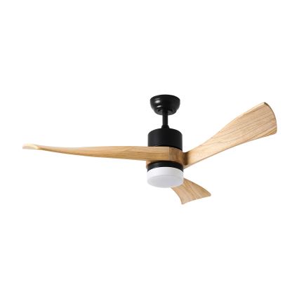 ZEVENTI - Ventilateur de plafond à intensité variable NATURITO LED/18W/230V 3000-6000K Wi-Fi Tuya noir/chêne + Télécommande