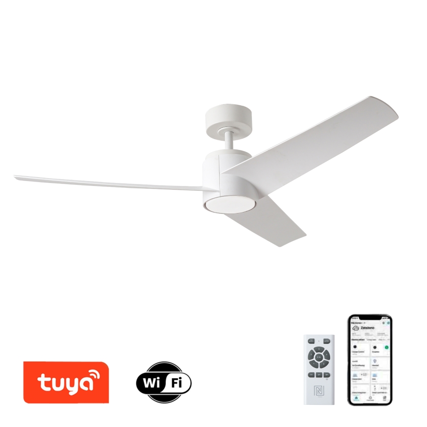 ZEVENTI - Ventilateur de plafond à intensité variable ORVIETO LED/18W/230V 3000-6000K Wi-Fi Tuya blanc + Télécommande