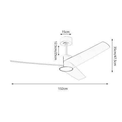 ZEVENTI - Ventilateur de plafond à intensité variable ORVIETO LED/18W/230V 3000-6000K Wi-Fi Tuya blanc + Télécommande
