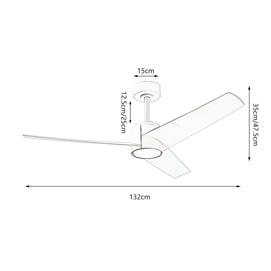 ZEVENTI - Ventilateur de plafond à intensité variable ORVIETO LED/18W/230V 3000-6000K Wi-Fi Tuya blanc + Télécommande