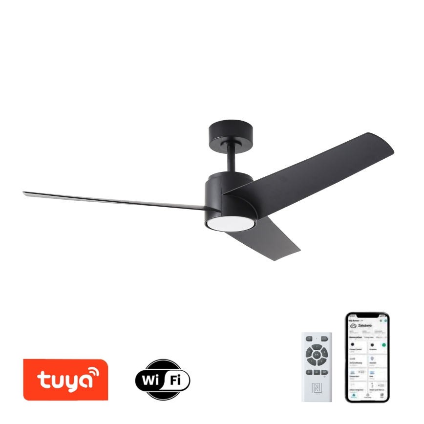 ZEVENTI - Ventilateur de plafond à intensité variable ORVIETO LED/18W/230V 3000-6000K Wi-Fi Tuya noir + Télécommande