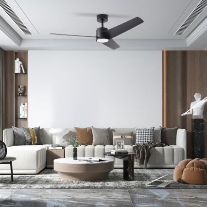 ZEVENTI - Ventilateur de plafond à intensité variable ORVIETO LED/18W/230V 3000-6000K Wi-Fi Tuya noir + Télécommande
