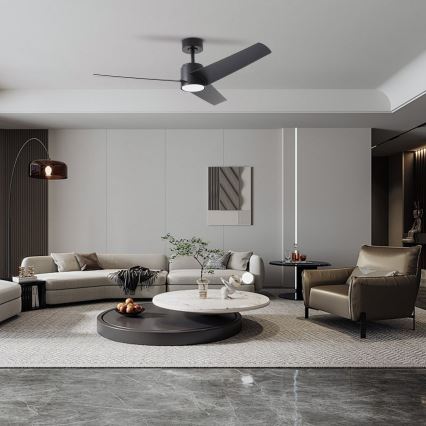 ZEVENTI - Ventilateur de plafond à intensité variable ORVIETO LED/18W/230V 3000-6000K Wi-Fi Tuya noir + Télécommande