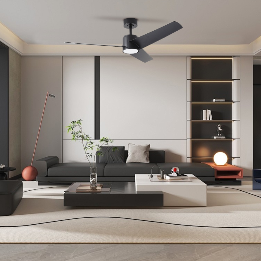 ZEVENTI - Ventilateur de plafond à intensité variable ORVIETO LED/18W/230V 3000-6000K Wi-Fi Tuya noir + Télécommande