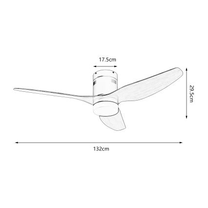 ZEVENTI - Ventilateur de plafond à intensité variable PADUA LED/18W/230V 3000-6000K Wi-Fi Tuya blanc/marron + Télécommande