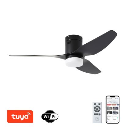 ZEVENTI - Ventilateur de plafond à intensité variable PADUA LED/18W/230V 3000-6000K Wi-Fi Tuya noir + Télécommande